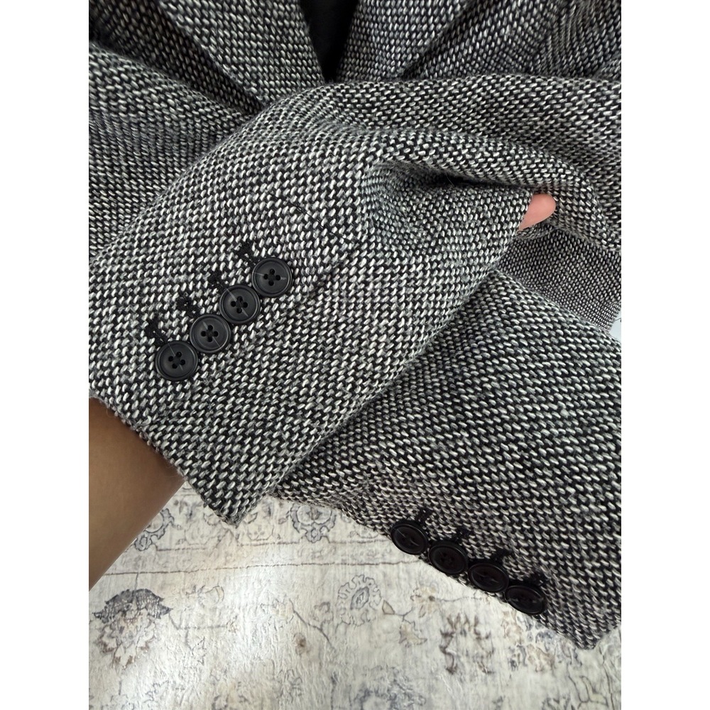 A New Day Women's Medium Tweed Blazer Brown Gray Wool Blend Front Pockets Jacket - Picture 4 of 8